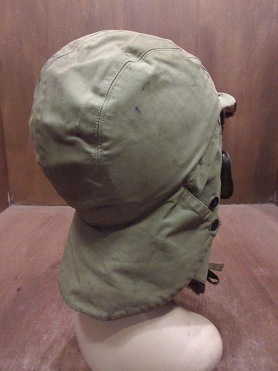 ビンテージ40's50's○ミリタリーアルパカパイルフライトキャップ