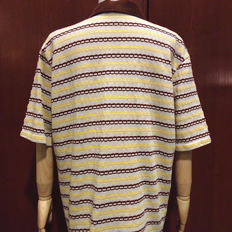 ビンテージ70's○Jantzenボーダージャカードニットポロシャツ