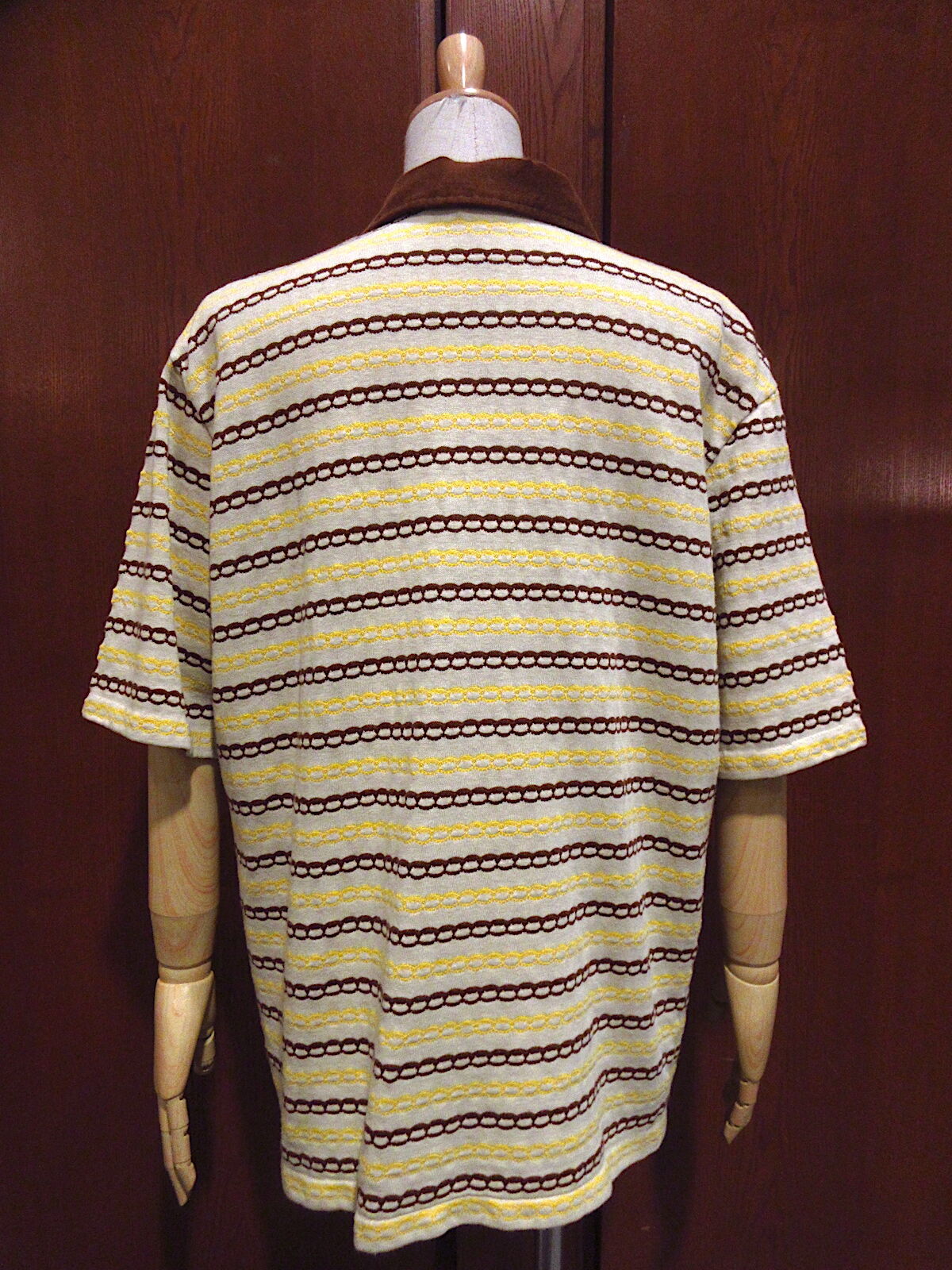ビンテージ70's○Jantzenボーダージャカードニットポロシャツsize L