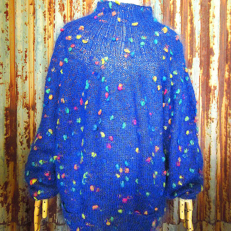 古着 ビンテージ 80s 虹色 パステル ニット セーター モヘア ザックリ 古着 ビンテージ 80s 虹色 パステル ニット セーター モヘア ザックリ