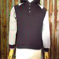 ビンテージ80’s●Line-upラグランスリーブスウェットパーカ黒size L●250110k4-m-swp 1980sボーイズレディースパーカースナップボタン