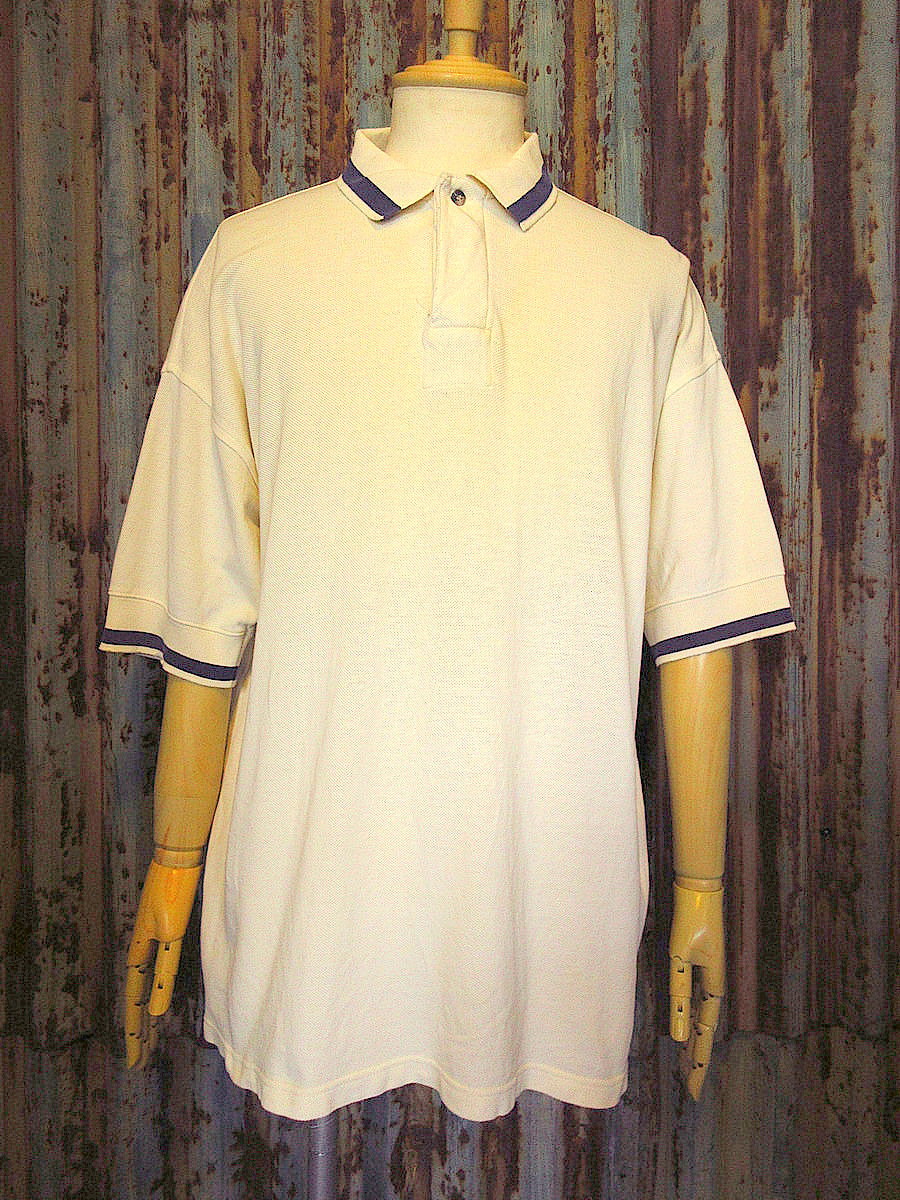 ビンテージ90's○GAPコットンポロシャツ白×紺 size M○241011k4-m-pls