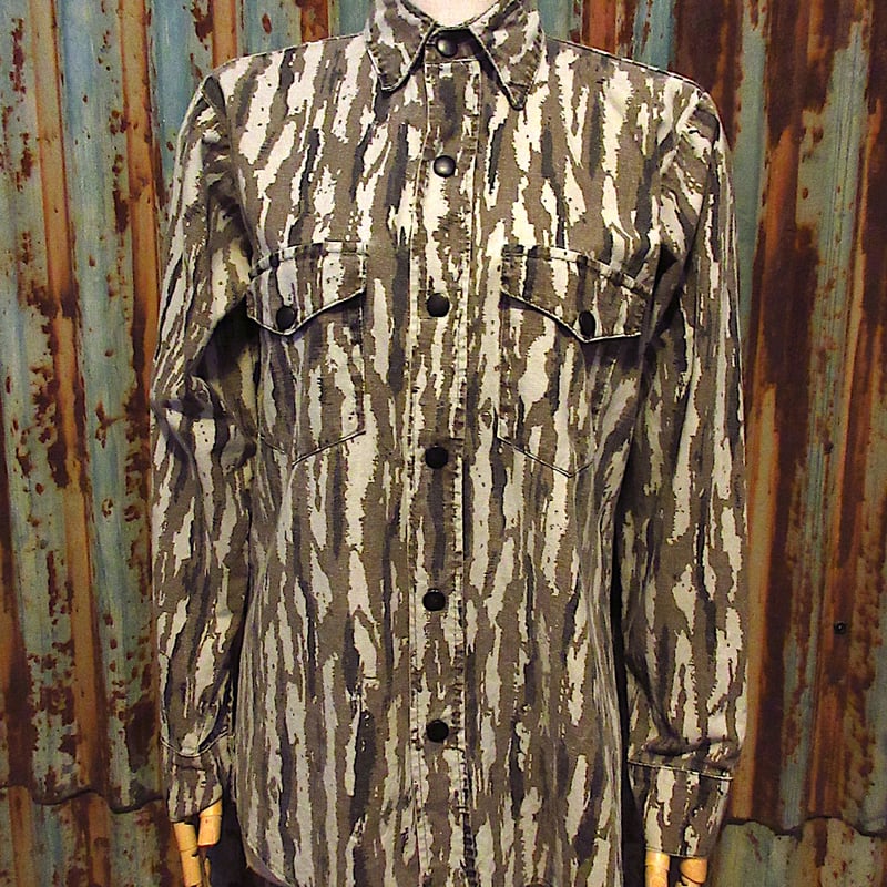 ビンテージ90's○Bianco Wearカモ柄長袖シャツ○260412j7-m-lssh-o