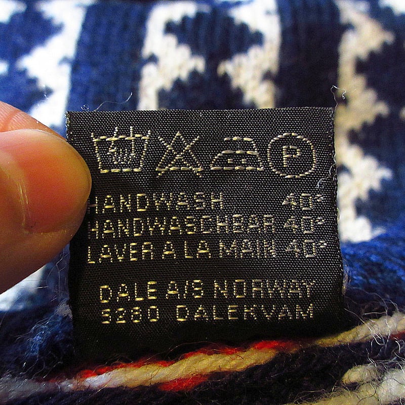 ビンテージ○DALE of NORWAY総柄セーター紺×白×赤size M○250108j3-