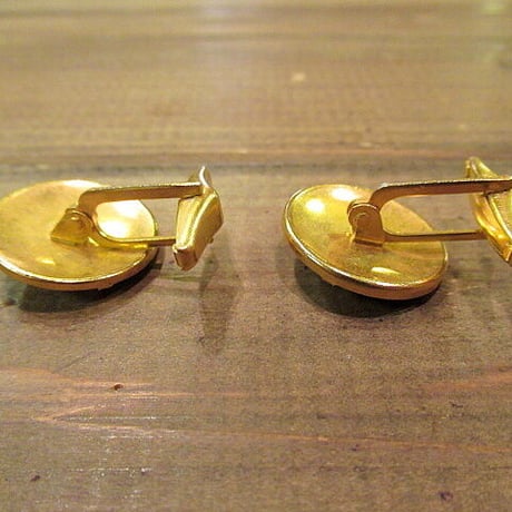 ビンテージ-60's●模様入りブラック×ゴールドカフリンクス●odst 50s1950s1960sカフスボタンメンズアクセサリー