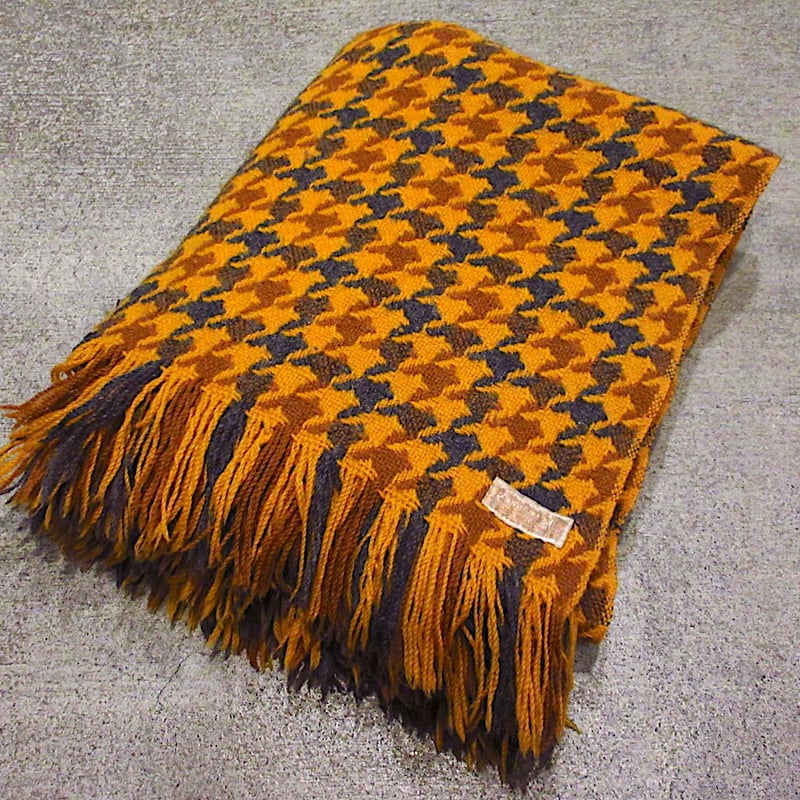 ビンテージ50's○PENDLETON千鳥格子ウールブランケットsize約155cm ×約