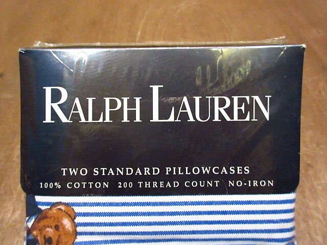 ビンテージ○DEADSTOCK RALPH LAURENポロベアピローケース2点セット
