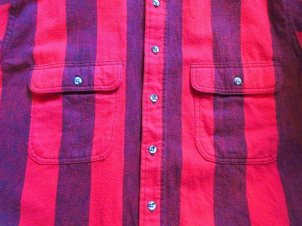 ビンテージ90's○ST JOHN'S BAYストライプコットンプリントネルシャツ