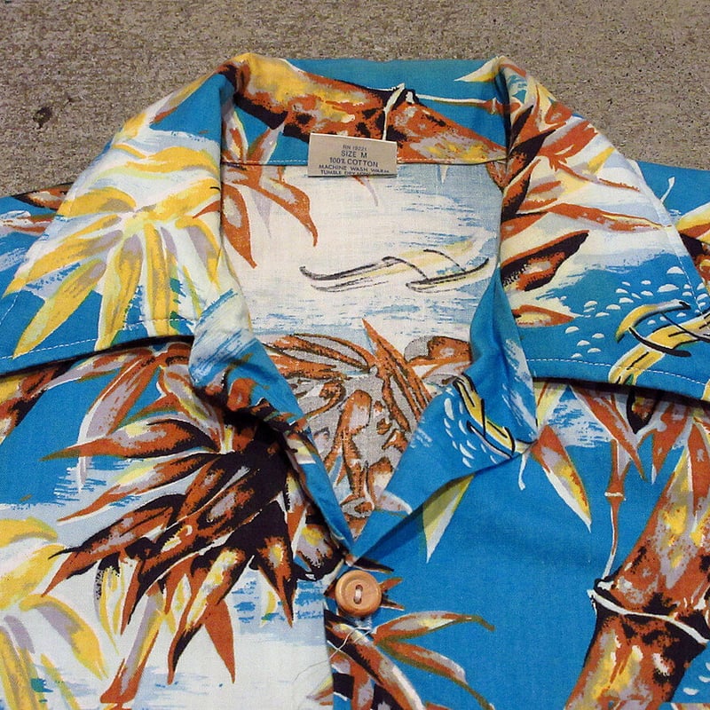ビンテージ70's○JCPenney コットン総柄ハワイアンシャツ M○210514s3