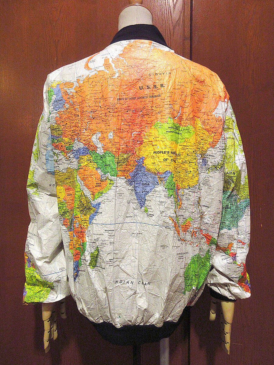 希少 '89 USA製 ヴィンテージ ペーパージャケット 世界地図柄
