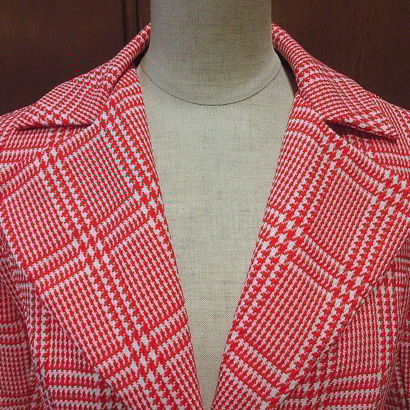 593 美品✨アルアバイル ダブルブレストジャケット 千鳥格子柄 赤 サイズ1 ZARA ザラ 千鳥格子チェック柄 ダブルブレスト テーラードジャケット