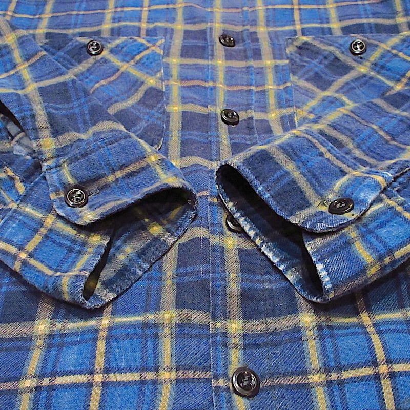 ビンテージ50's60's○POLARチェックプリントネルシャツ○220221r4-m-lss