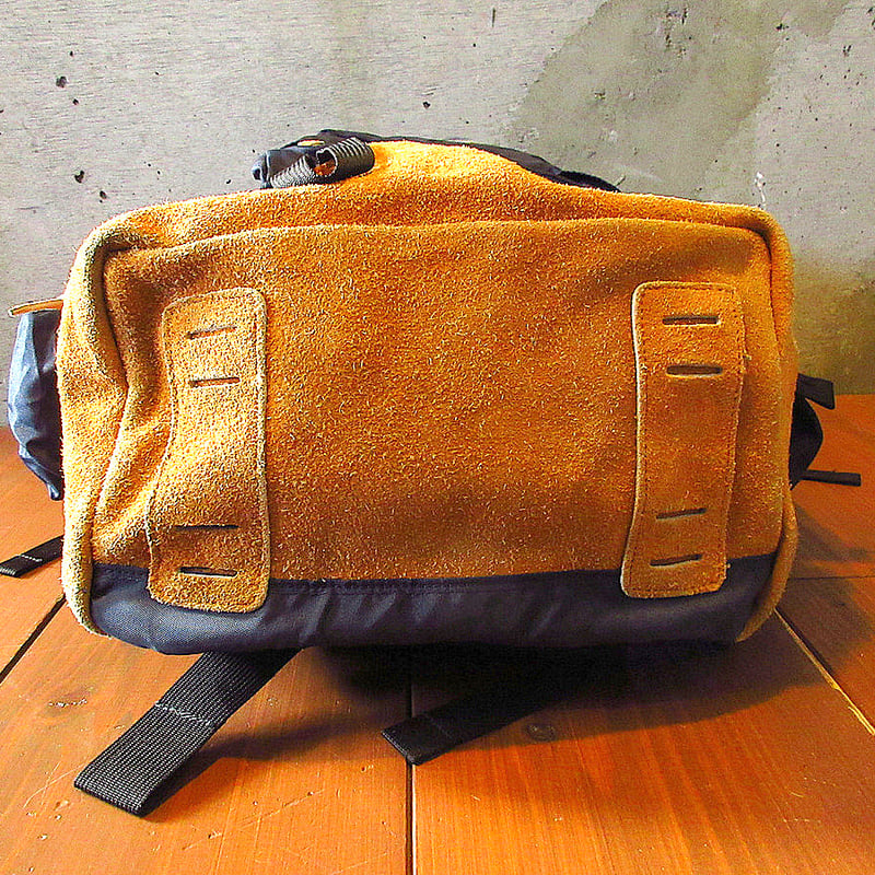 ビンテージ90's○L.L.Beanボトムレザーナイロンバックパック紺