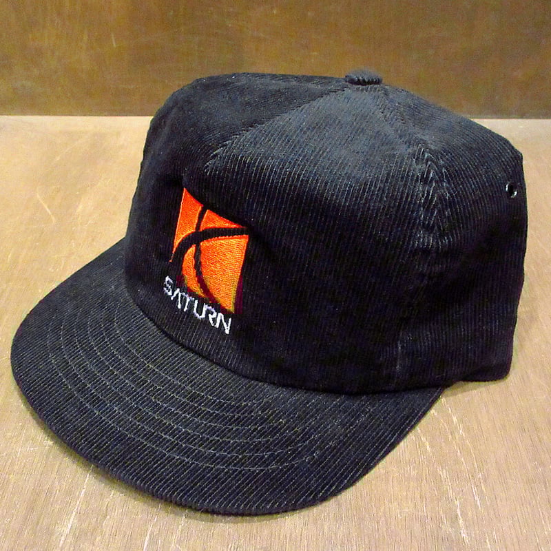 ビンテージ80's○SATURN スナップバックコーデュロイキャップ黒