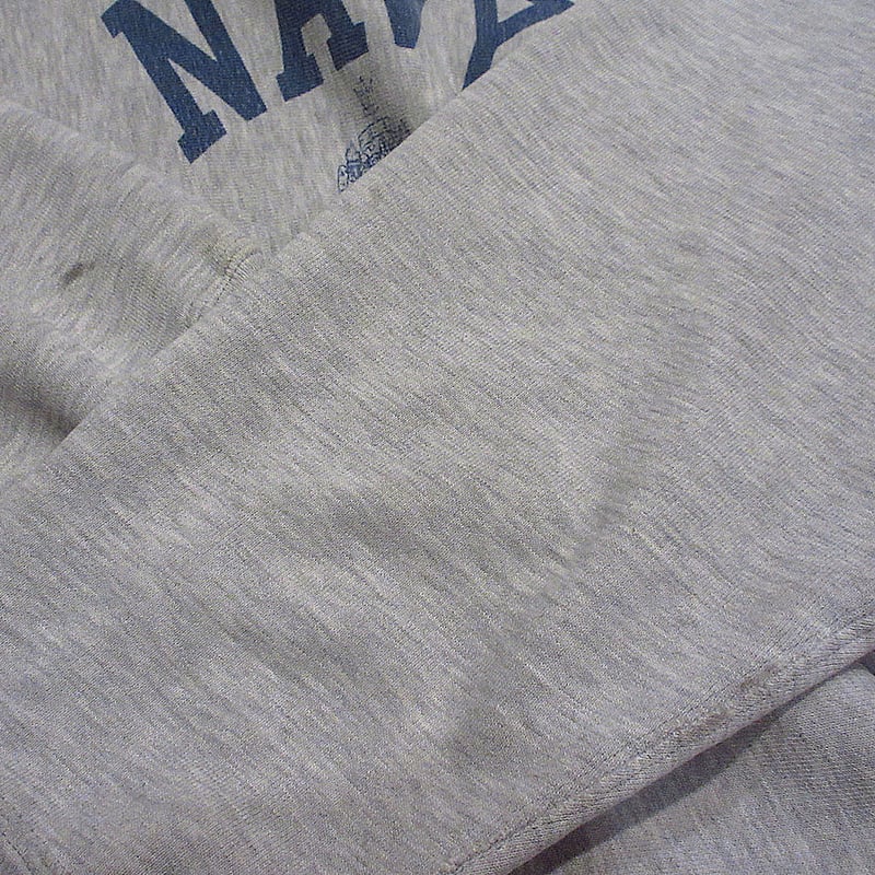 ビンテージ80's○Champion NAVY染み込みプリントリバースウィーブ