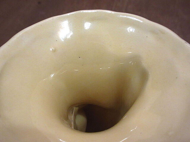 ビンテージ~70's○ハンドモチーフセラミックフラワーベース黄