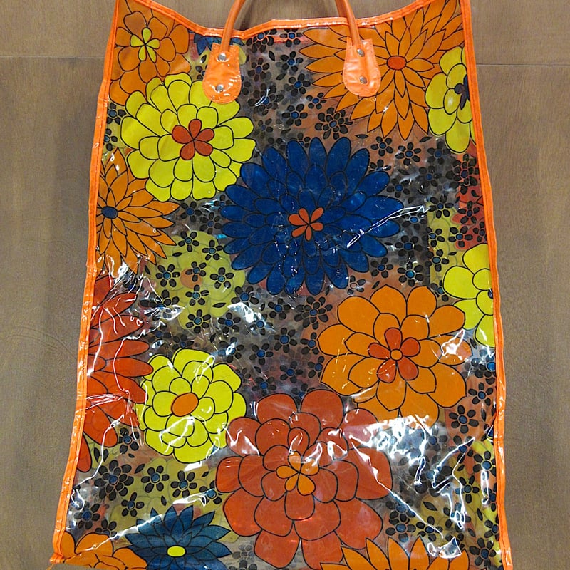 ビンテージ70's○レトロフラワービーチバッグ○250822z6-bag-ot花柄