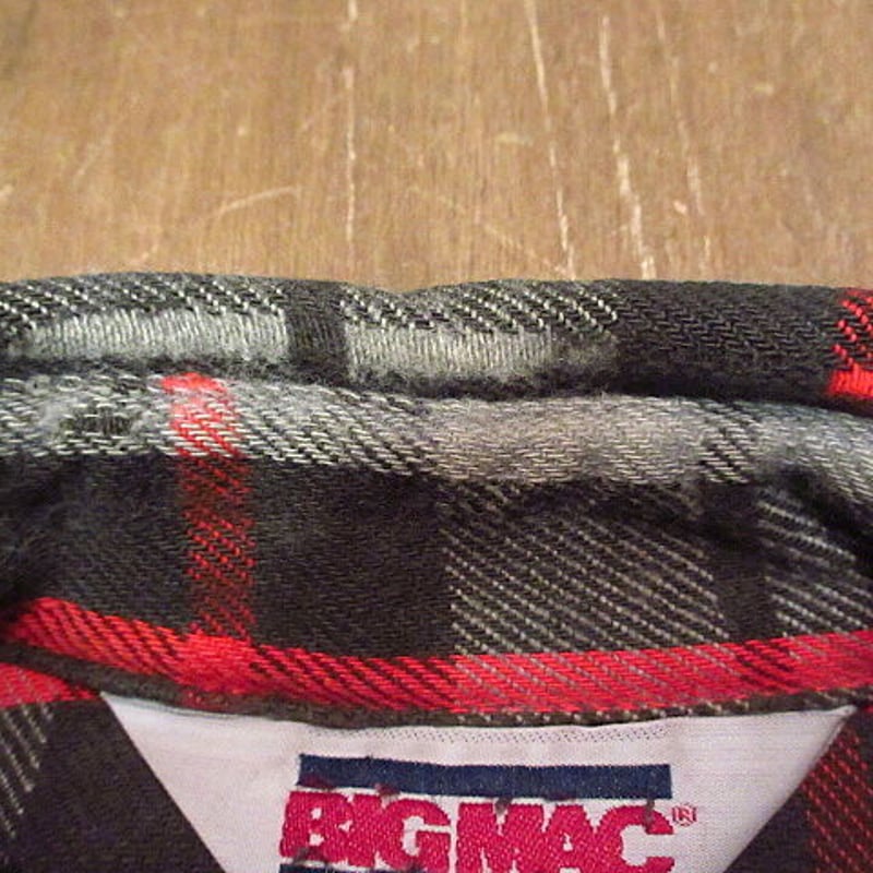 ビンテージ80's○BIG MACチェックヘビーネルシャツ黒S○200906n3-m-lssh