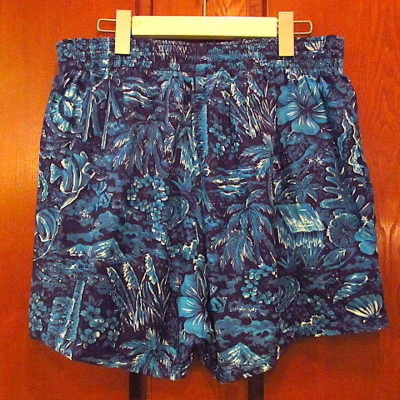 ビンテージ60's70's○MADE IN HAWAIIコットン総柄ハワイアン