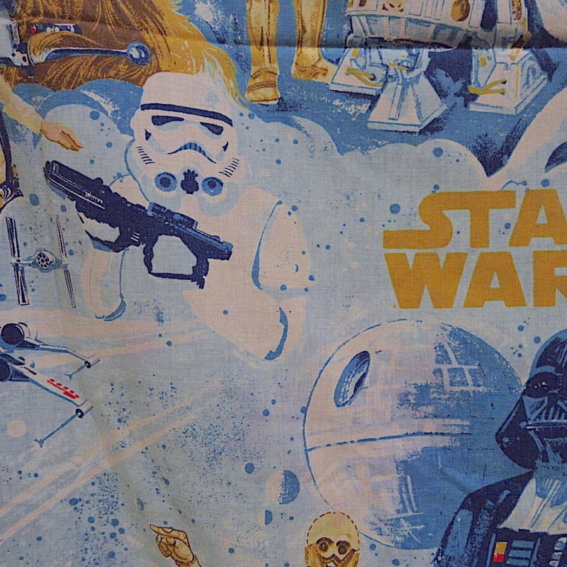 STAR WARS ヴィンテージ ベッドカバー 布地 ビンテージ70's○STAR WARSベッドシーツ&ピローケース○230210r7-otclc