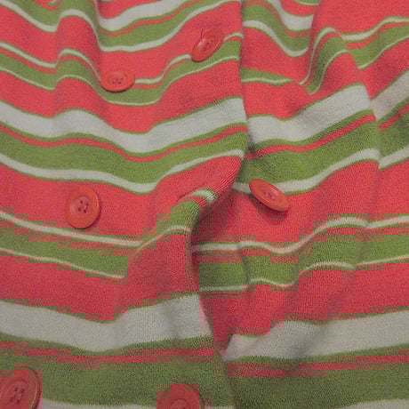 ビンテージ60’s70's●Leslie Fay Knitsボーダー長袖ワンピース●250306j2-w-lsdrs古着1960s1970sレディース