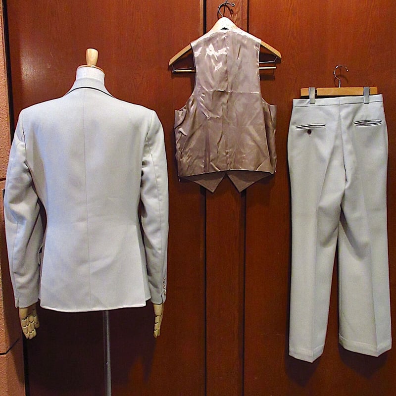 ビンテージ70's○KG mens store 2Bスーツスリーピースベージュ