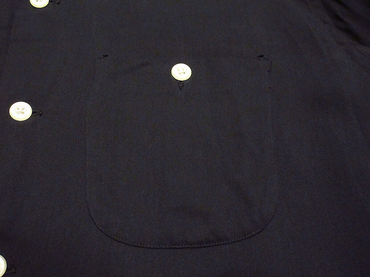 ビンテージ50's○MARK TWAINレーヨンループカラーシャツ黒size M