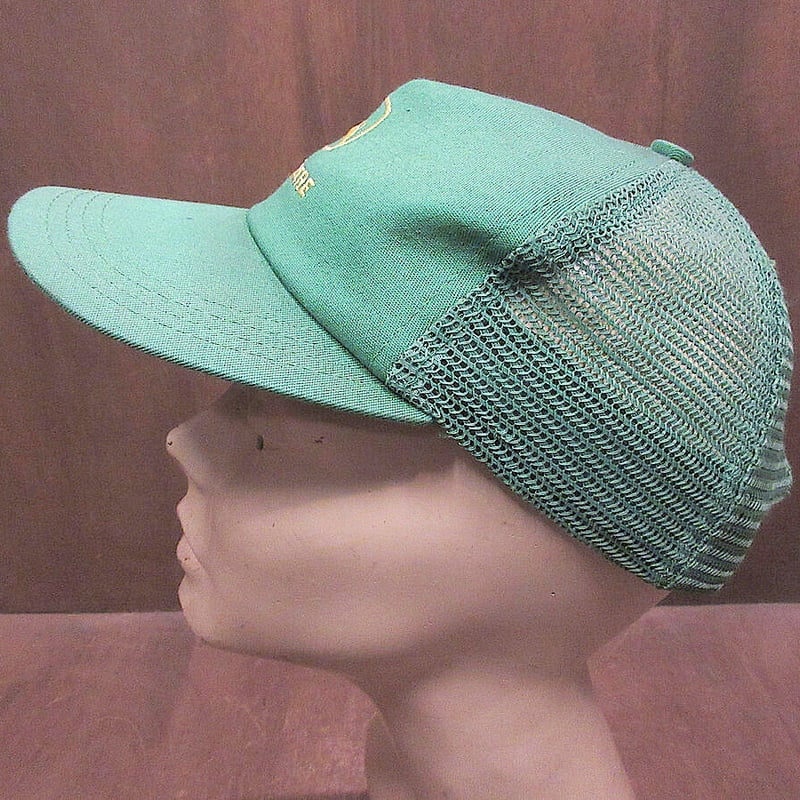 ビンテージ80's○JOHN DEERE刺繍入りメッシュキャップ黄緑 ビンテージ80's○JOHN DEERE刺繍入りメッシュキャップ黄緑