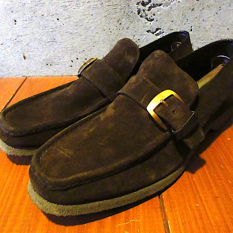 vintage スウェード レザー シューズ ローファー 本革 グリーン カーキ lism-192_5.jpg