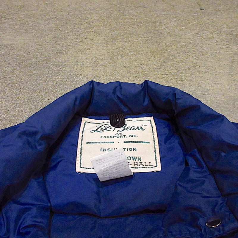 70年代LLビーン エルエルビーンダウンベストグースダウン 筆記体タグS-M相当 ビンテージ70's○L.L.Bean筆記体タグレディースダウンベスト青size L
