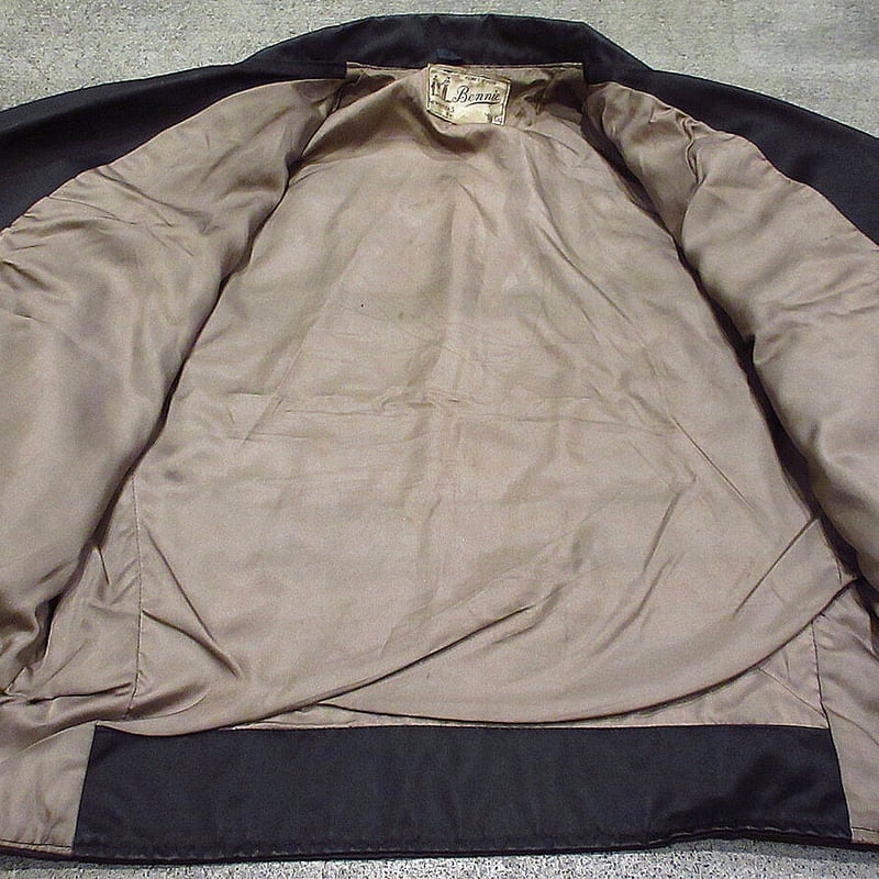 ビンテージ40's○Bennieサテンダブルライダースジャケット黒size