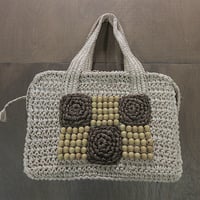 ビンテージ60’s70’s●Garayウッドビーズ付き編み込みストローバッグ ベージュ●250114j3-bag-hndレディース1960s1970s