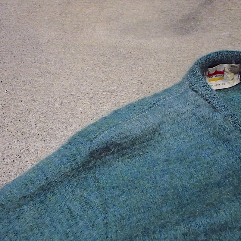 青緑色ビンテージ　モヘアカーディガン 青緑色ビンテージ モヘアカーディガン 60's ヴィンテージ モヘア