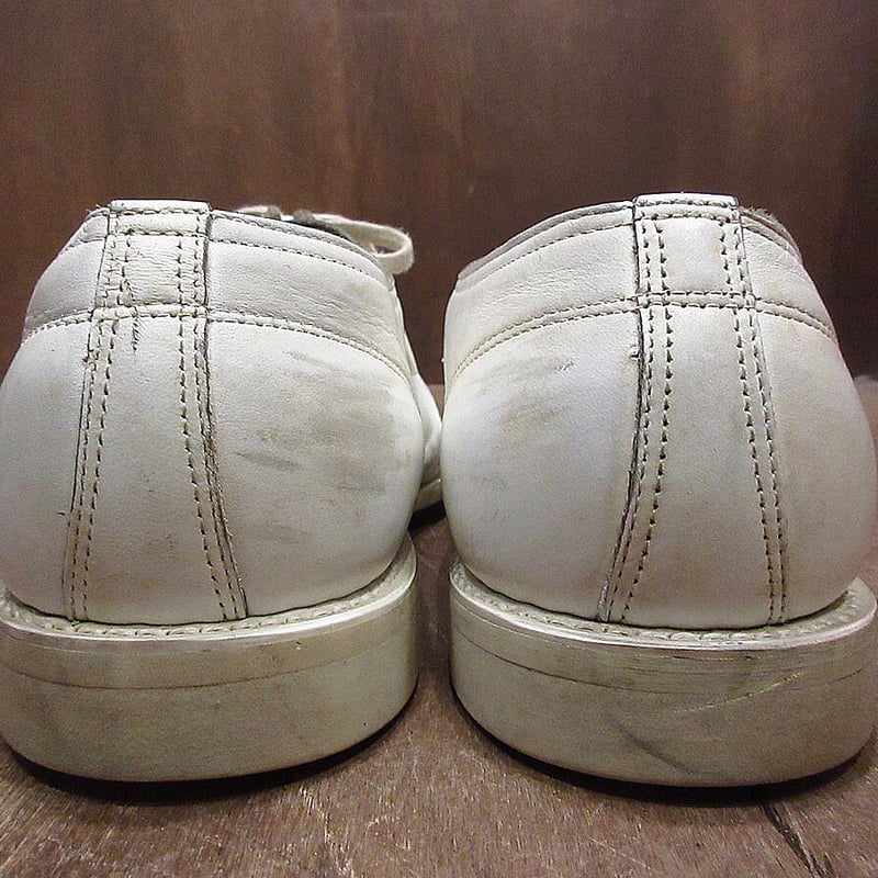 ビンテージ50's○レザーボウリングシューズ白9EE○210704i1-m