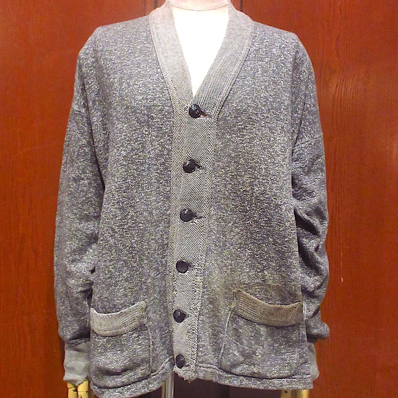 50s ゴマ塩 スウェットカーディガン ソルト&ペッパー Vintage】《sportswear？》ゴマシオスウェットカーディガン