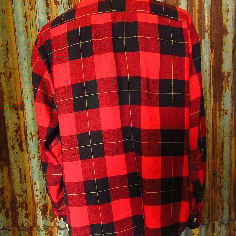 ビンテージ80's○SAUGATUCKチェックネルシャツ赤×黒×黄色size M○241113