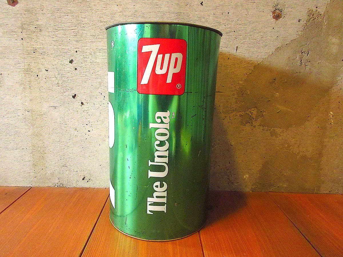 ビンテージ-70's○7UPトラッシュ缶○240220k2-otclctゴミ箱インテリア