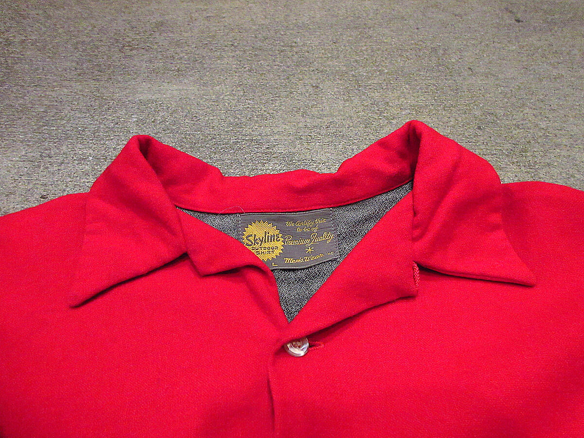 ビンテージ50's○Skylineウールループカラーシャツ赤size L
