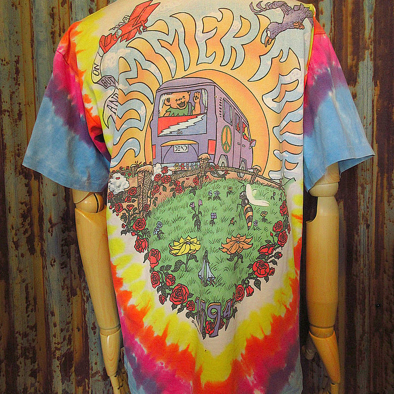 ビンテージ ハート柄 タイダイタンクトップ＆シルクシャツ&cal87Tシャツ3点 ビンテージ90's○Grateful Deadダンシングベア タイダイTシャツ