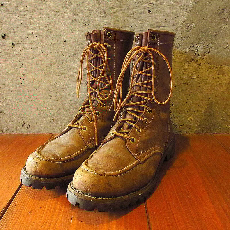 ②FUKURA フクラ　レザー　ヴィンテージ　レトロ　本革　ミッドセンチュリー ビンテージ50's○Searsレザーワークブーツ焦げ茶size 8 1/2 E