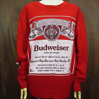 ビンテージ90's●Budweiserプリントセーター赤●231013p3-m-swr企業メンズバドワイザー