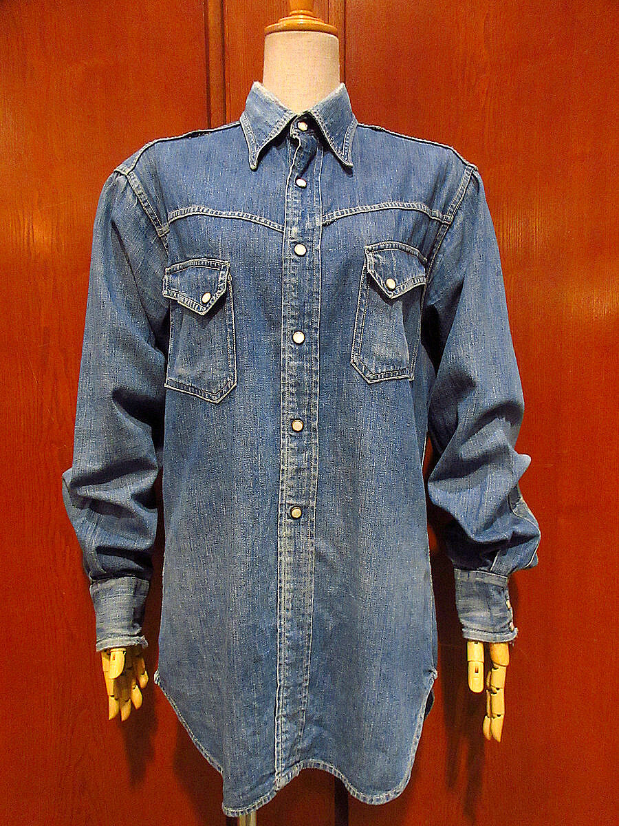 ビンテージ50's○Levi'sショートホーンデニムウエスタンシャツ