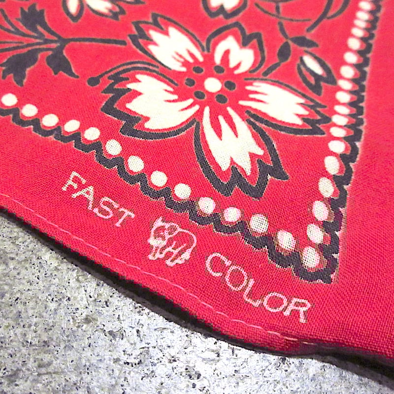 ビンテージ40's○FAST COLOR下鼻象マークコットンバンダナ赤○260216m8