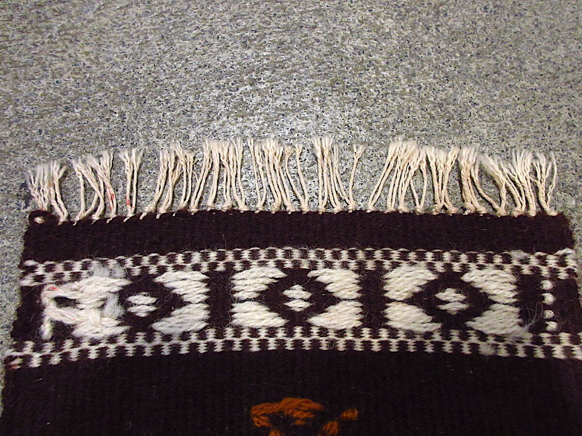 ヴィンテージラグ ウール製 ビンテージ○ネイティブウールラグ茶約42cm×約19cm○220622c3-rug