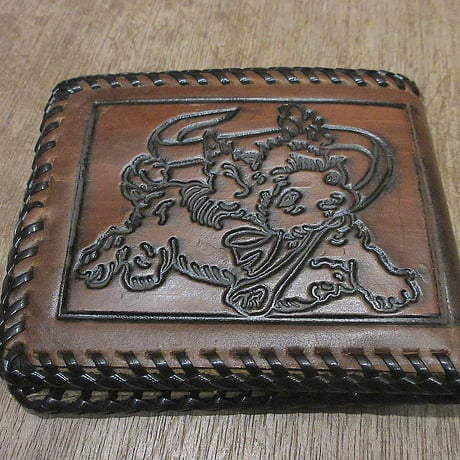 ビンテージ40’s50’s●型押しレザーウォレット茶●241227j1-wlt古着1940s1950s小物アクセサリー革財布ゴルフ