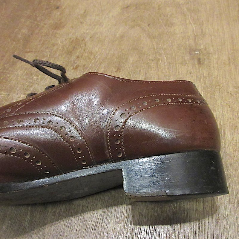 NUNNBUSH本革ウィングチップドレスシューズ 茶 26cm ビンテージ○NUNN-BUSHレザーウイングチップシューズ茶size 9 1/2