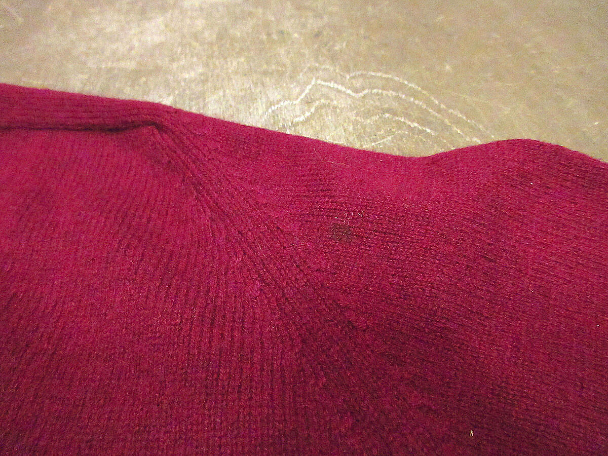 ビンテージ60's70's○Alan Paine Vネックセーターバーガンディ