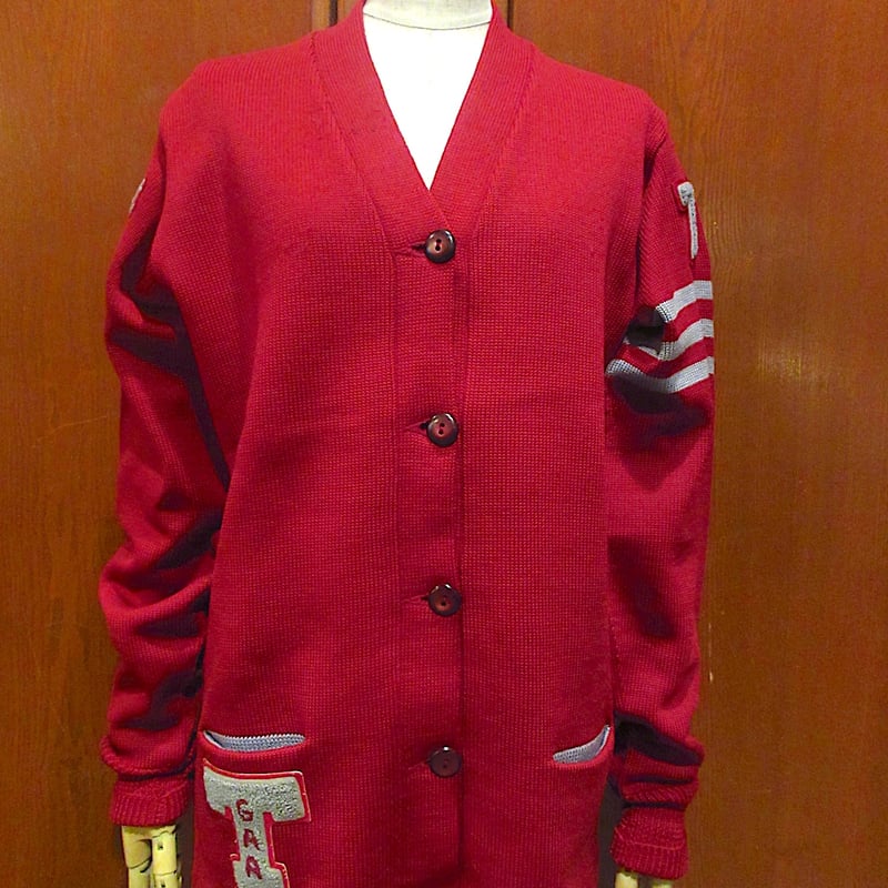 ビンテージ70's○LASLEY KNITTING CO.レターマンカーディガン