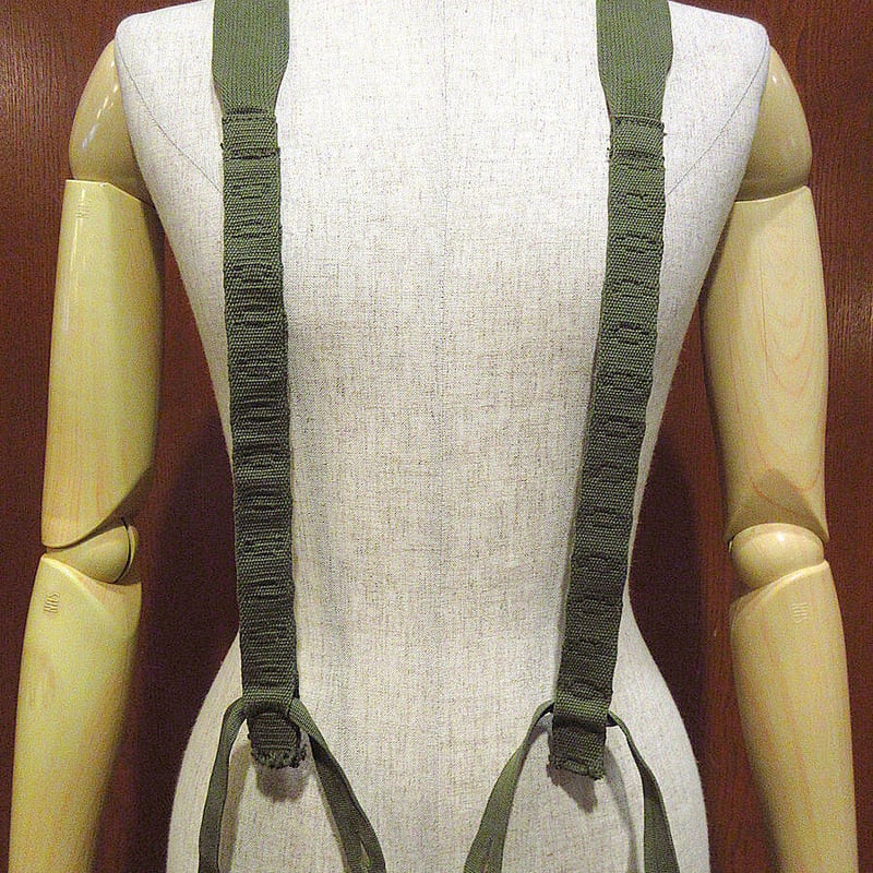 ビンテージ50's○ミリタリーボタン留めサスペンダーオリーブグリーン