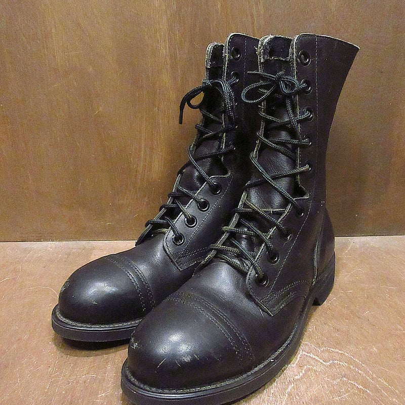 ビンテージ80's○DEADSTOCKミリタリースチールトゥコンバットブーツ黒